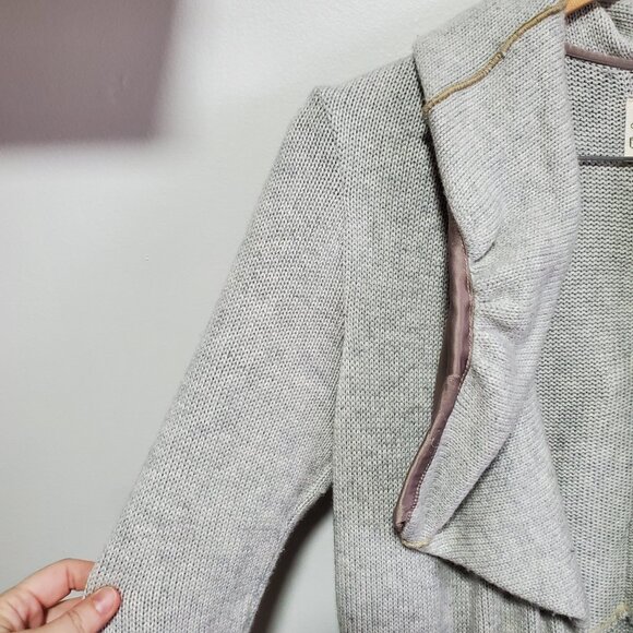 TINY by Anthropologie Wool Blend Knit Cardigan Sweater Coat Grey Women's Large - Picture 4 of 15